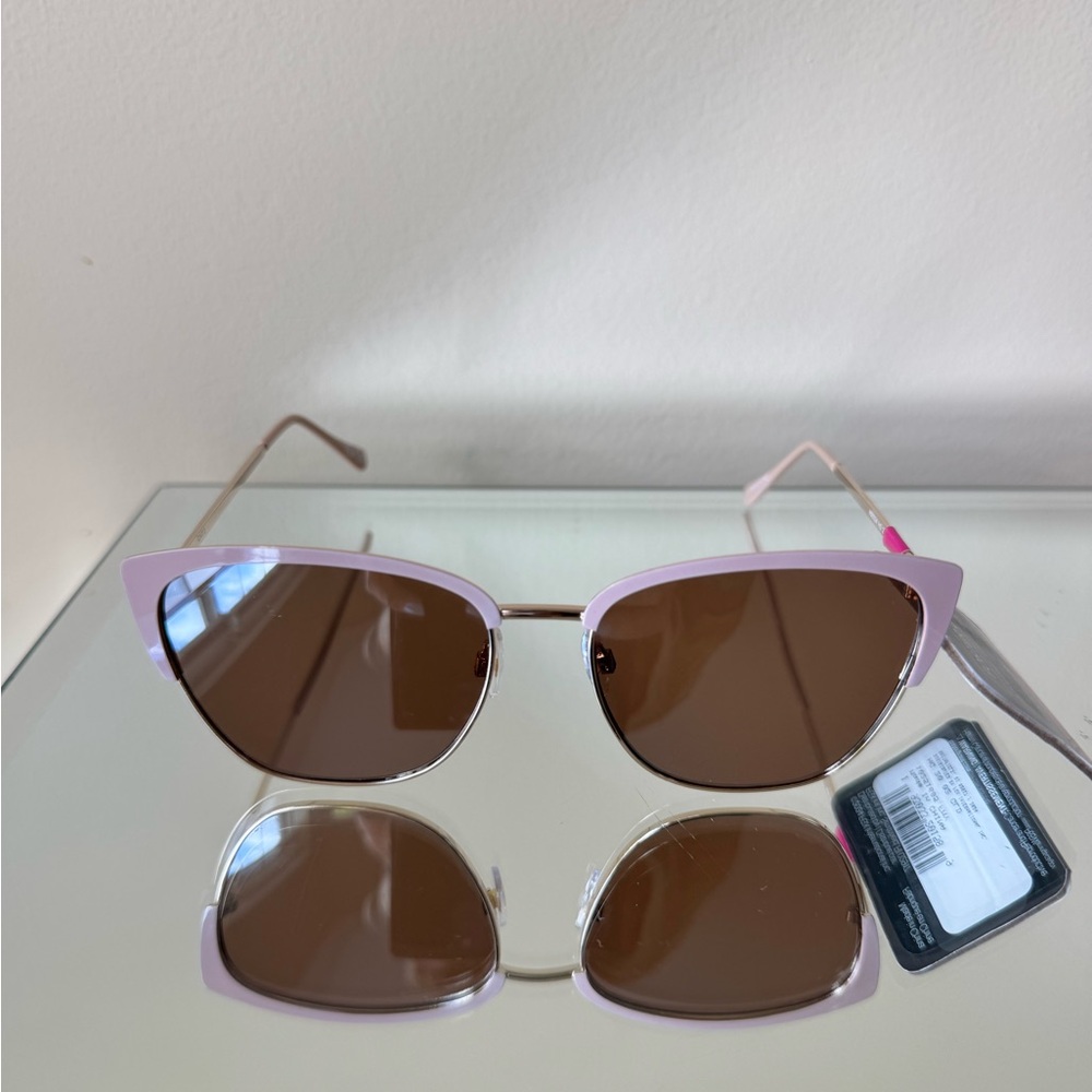 Foster Grant Scratch Resistant Pink and Gold Sunglasses with Geometric Lenses